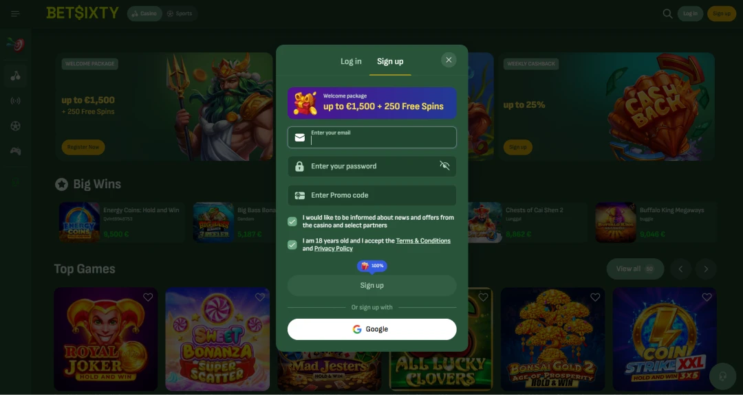 Betsixty login